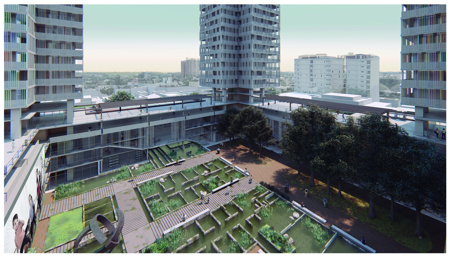 Ex Pediátrico — Patio central, vista peatonal